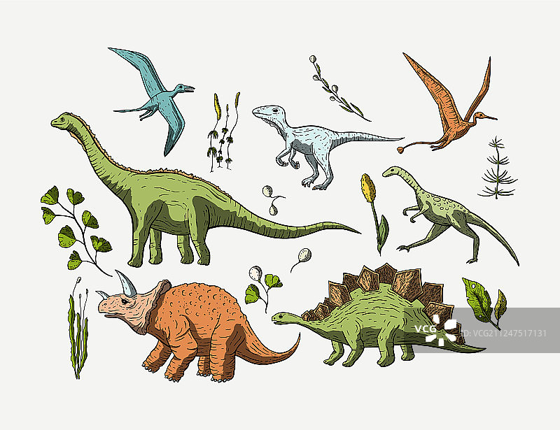 史前恐龙图标集图片素材