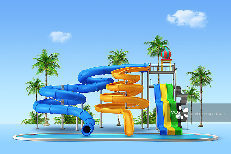 水上乐园3D渲染图形设计002图片素材