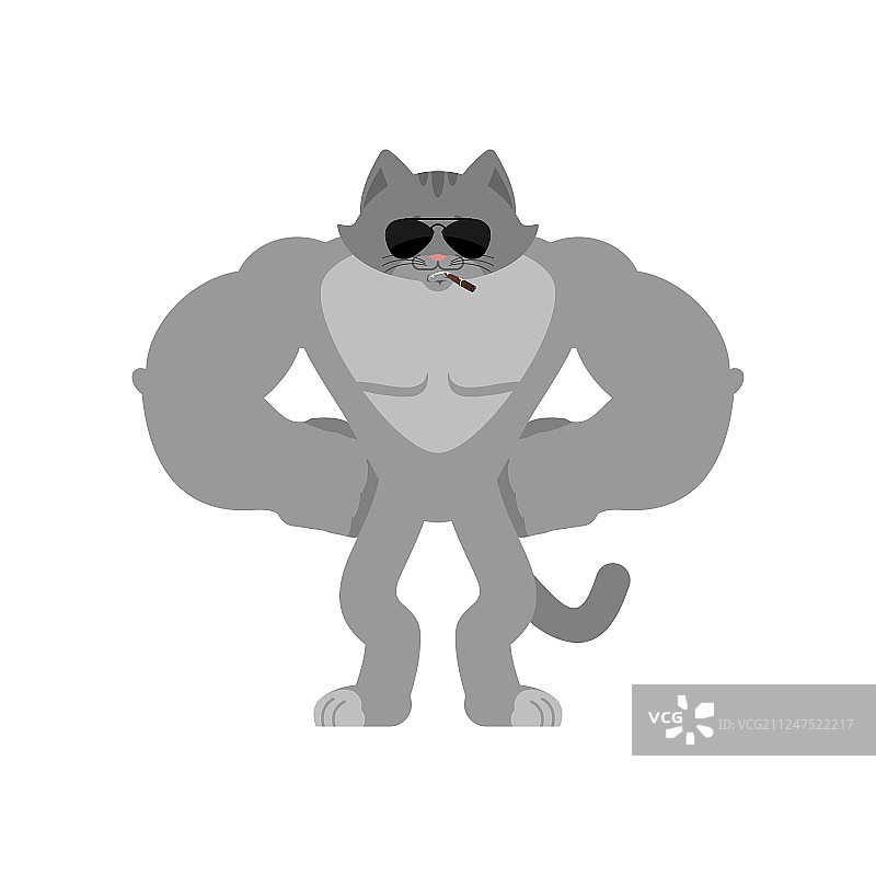 抽着雪茄的酷炫严肃宠物猫表情符号图片素材