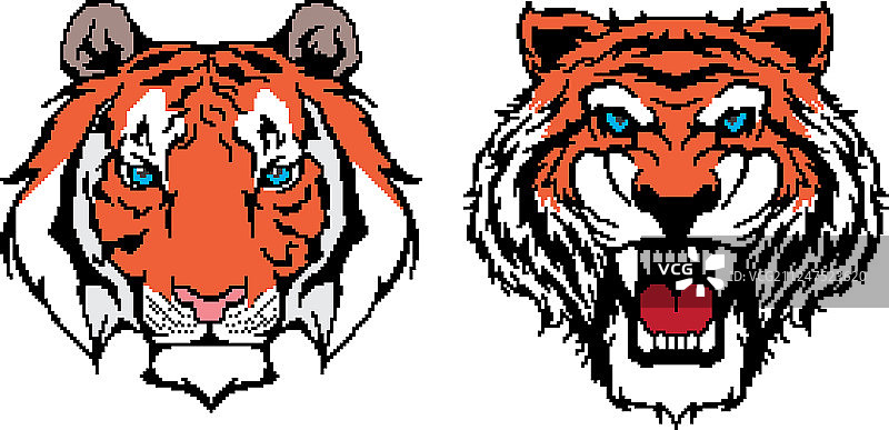 像素艺术风格老虎图标合集图片素材