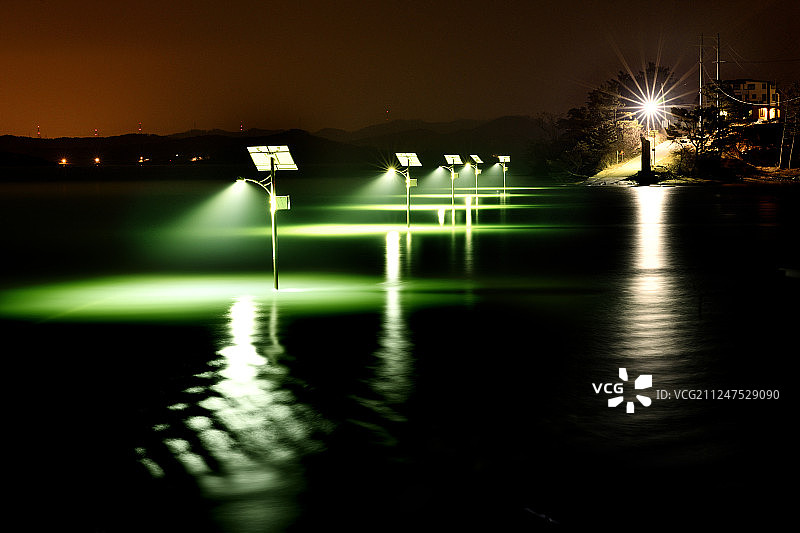 韩国瑞山熊岛夜景图片素材