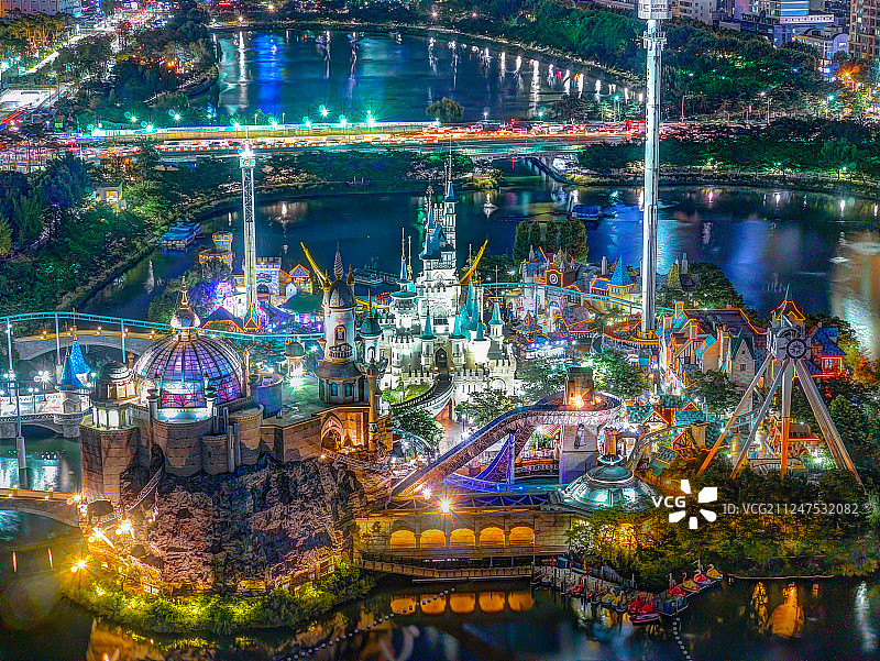 韩国首尔乐天世界夜景图片素材