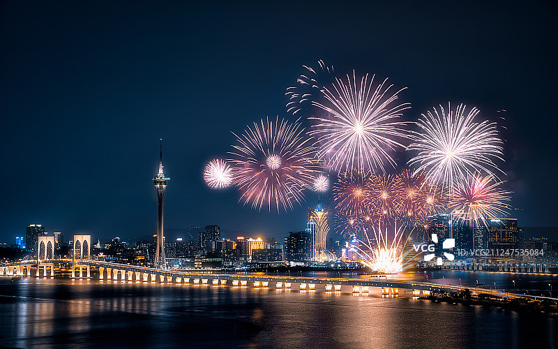 澳门烟花汇演图片素材