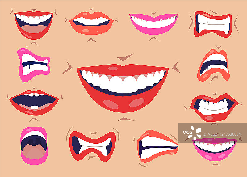 卡通可爱嘴巴表情面部姿势合集图片素材
