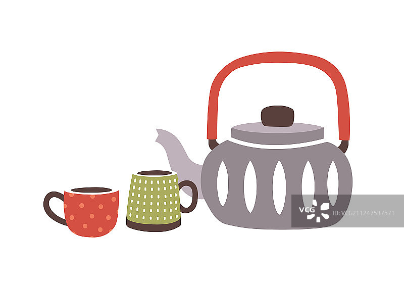 陶瓷茶壶与咖啡杯（Hygge风格）图片素材