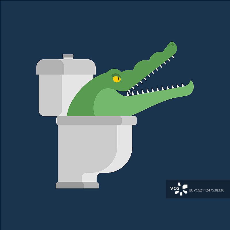 在下水道马桶里的鳄鱼掠食者图片素材