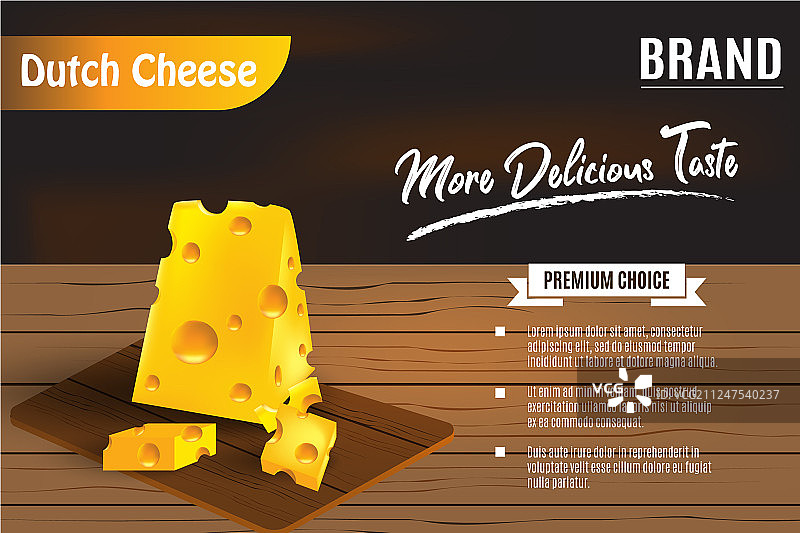 木桌上美味的3D黄色奶酪图片素材