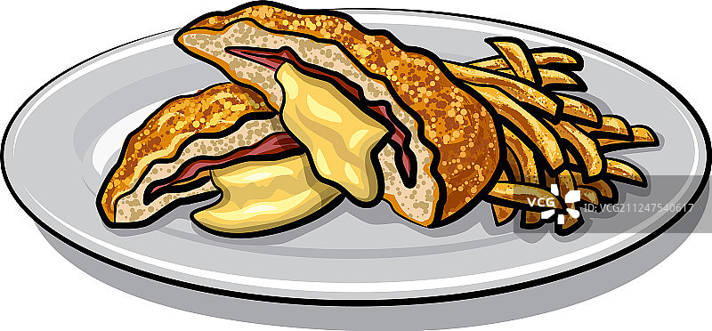 炸肉排配薯条图片素材