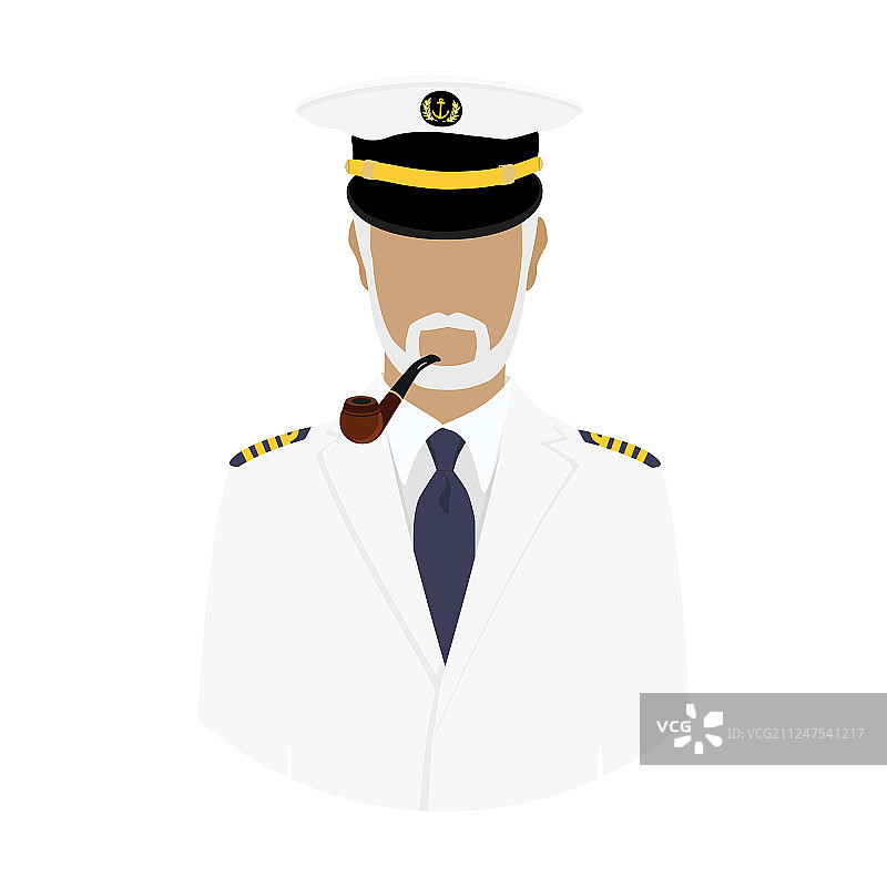 叼着烟斗的白人老船长图片素材