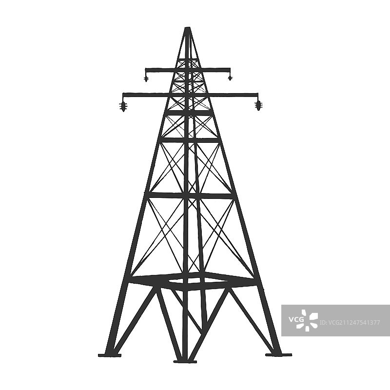 高压输电线塔雕刻图片素材