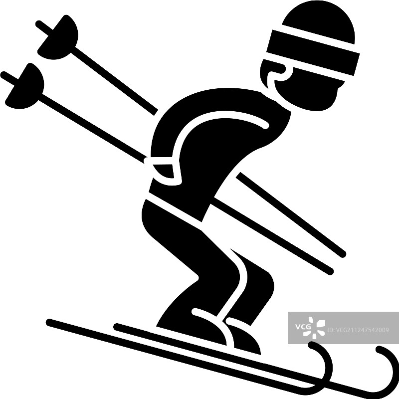 滑雪黑色图标标志图片素材