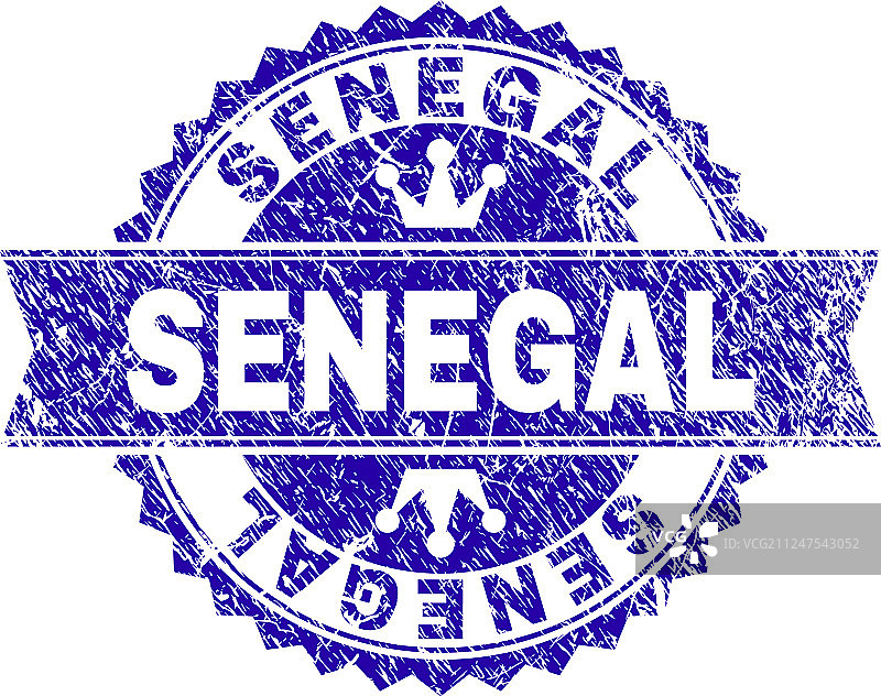 带缎带的做旧纹理塞内加尔印章图片素材