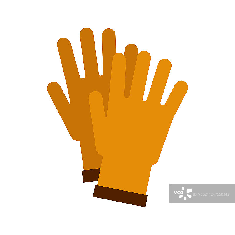 隔离的园艺用黄色平铺手套图片素材