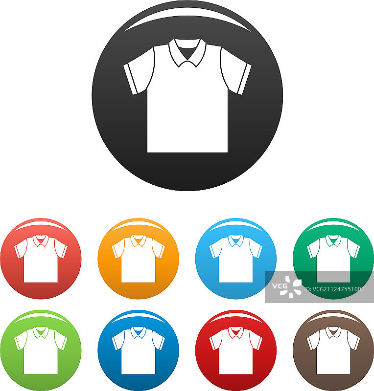 干净的Polo衫图标彩色套装图片素材