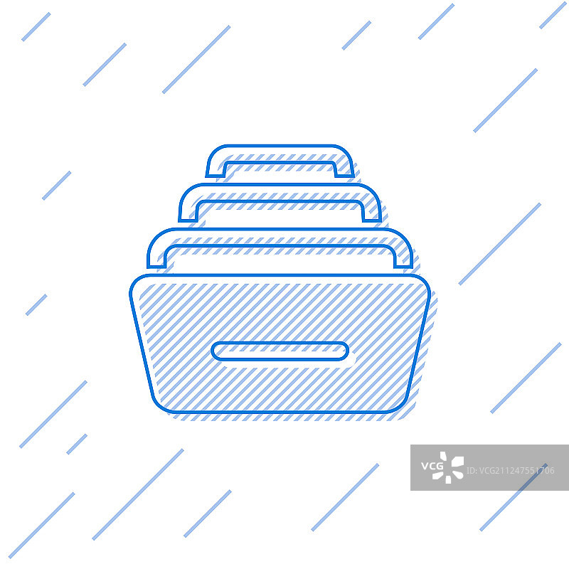 蓝色线条带文件抽屉图标图片素材
