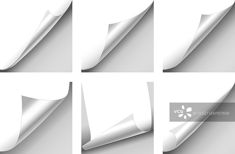 逼真3D白色卷角图片素材