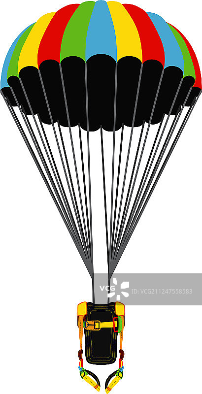 带有已打开的降落伞的跳伞包图片素材