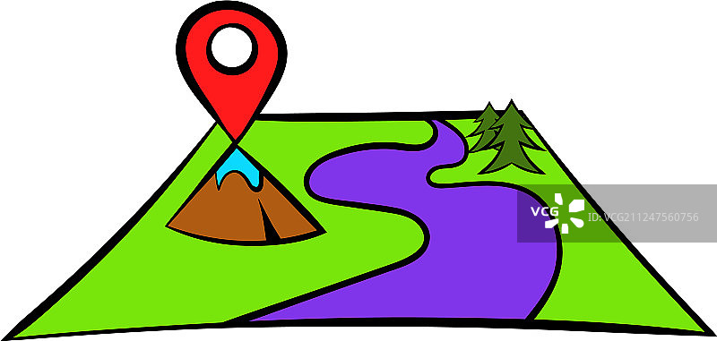 带有图钉指针卡通图标的地图图片素材