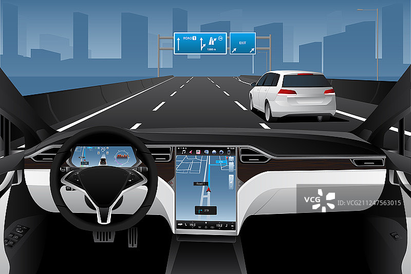 道路上的自动驾驶汽车图片素材