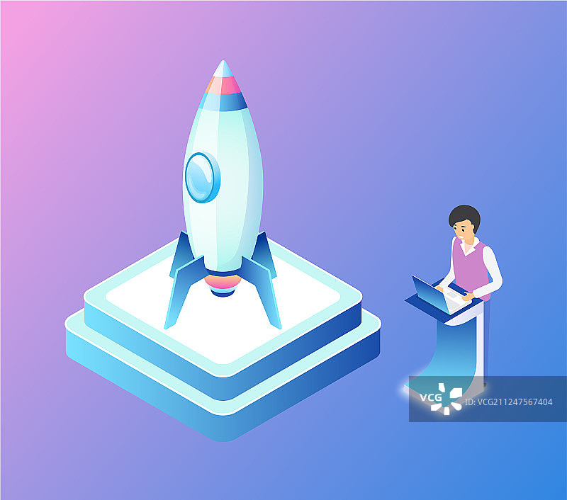 发射火箭的人与商业项目图片素材