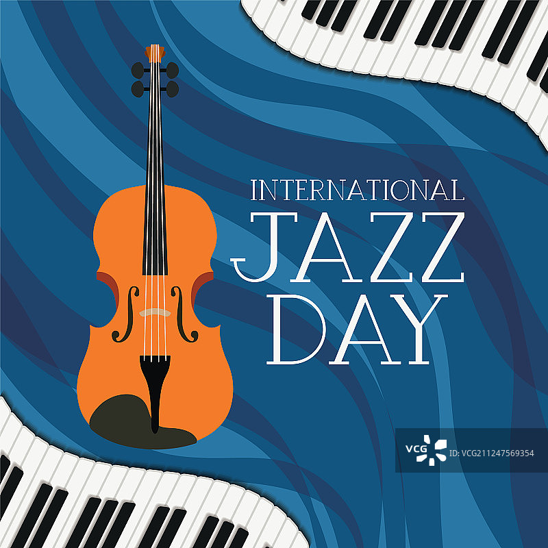 爵士日钢琴键盘小提琴海报图片素材