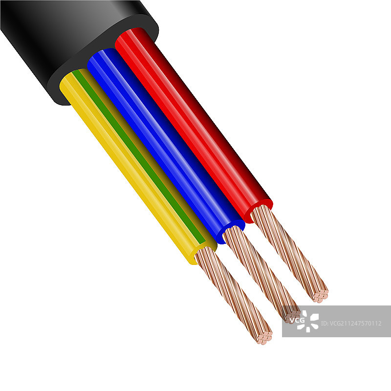 隔离在柔性三线电缆上图片素材