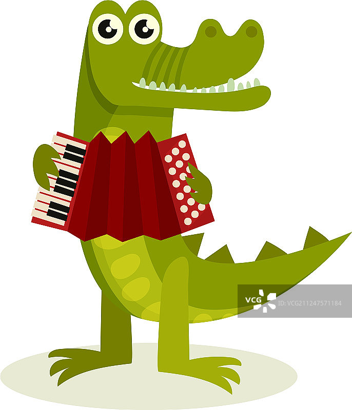 演奏手风琴的拟人化鳄鱼图片素材