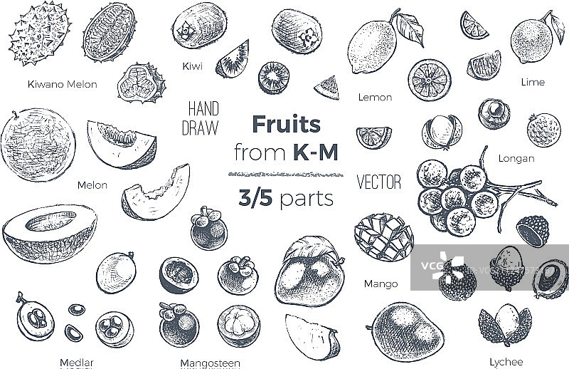 手绘水果素描图标 有机食品图片素材