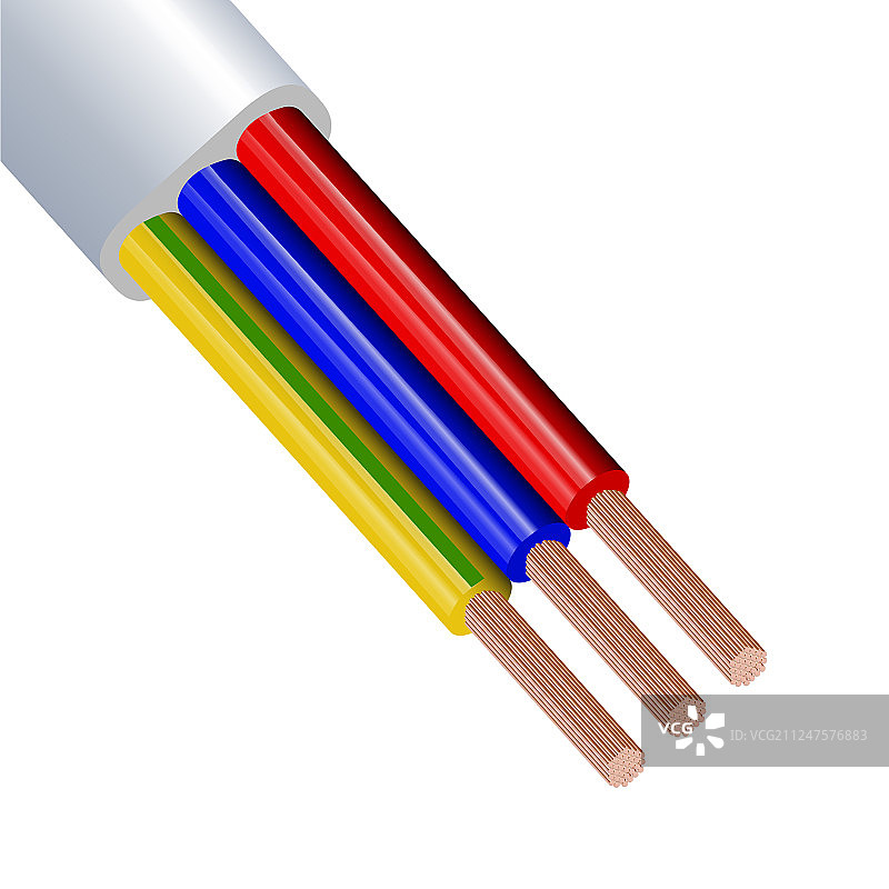 隔离在柔性三线电缆上图片素材
