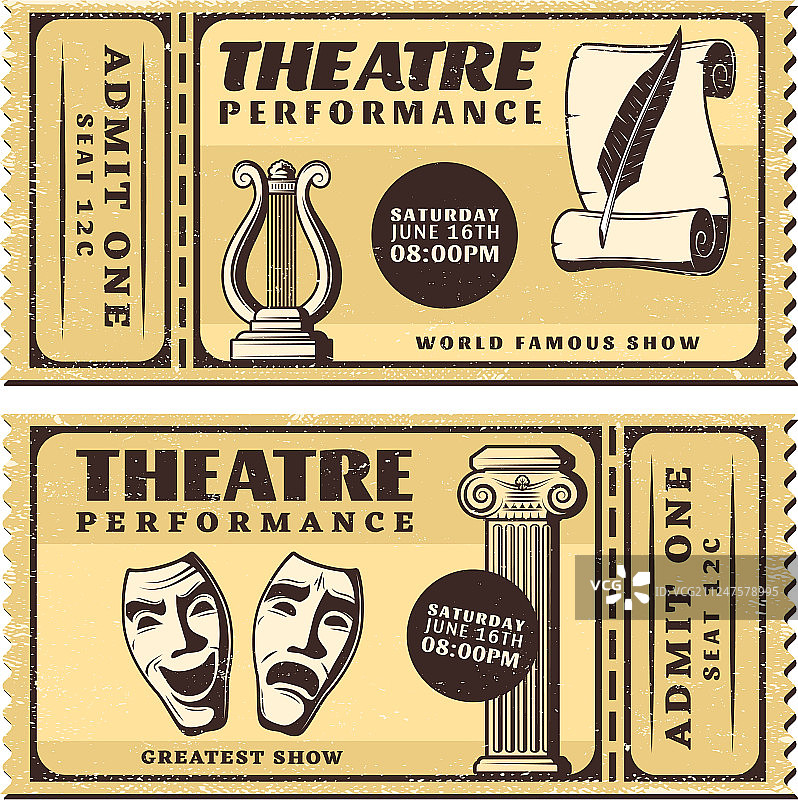 复古剧院演出横版票图片素材