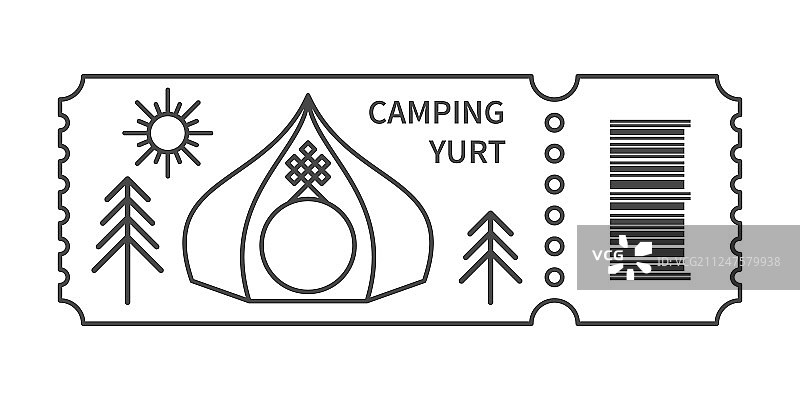 带有条形码和蒙古包的票券图片素材