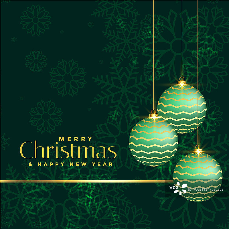 绿色圣诞球奢华圣诞节问候海报图片素材