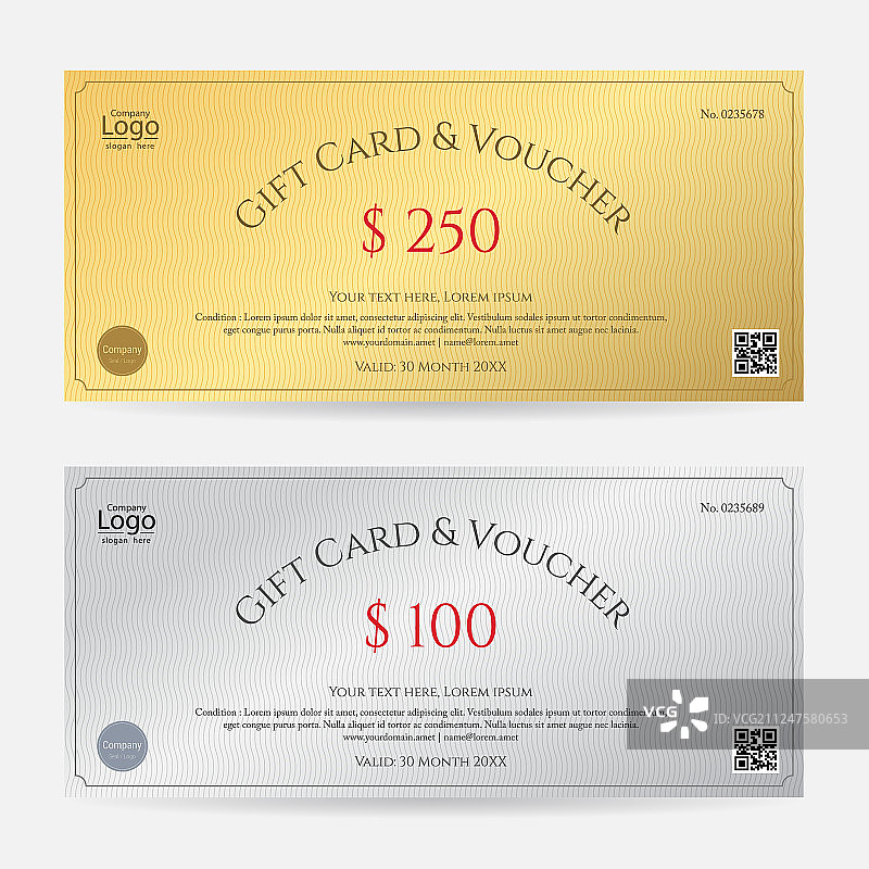优雅礼品券或礼品卡模板图片素材