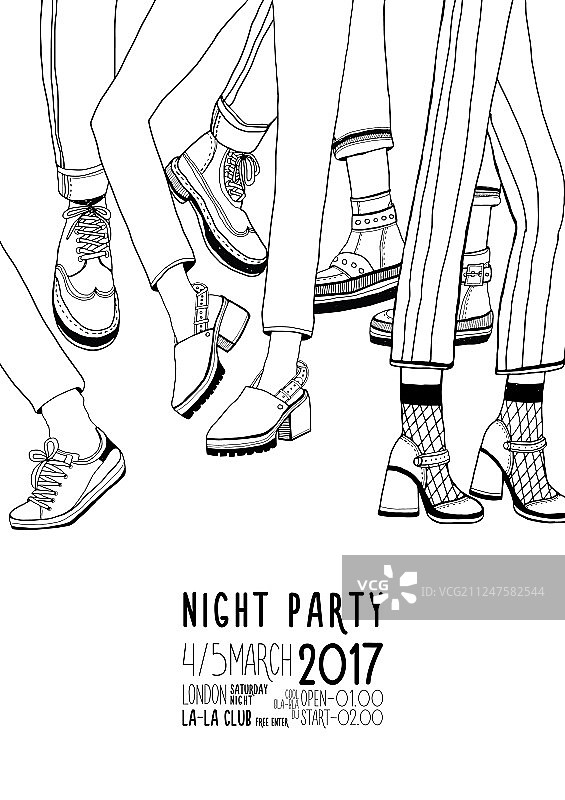 手绘跳舞人物夜晚派对海报图片素材