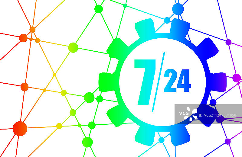 齿轮时钟和7x24小时符号图片素材