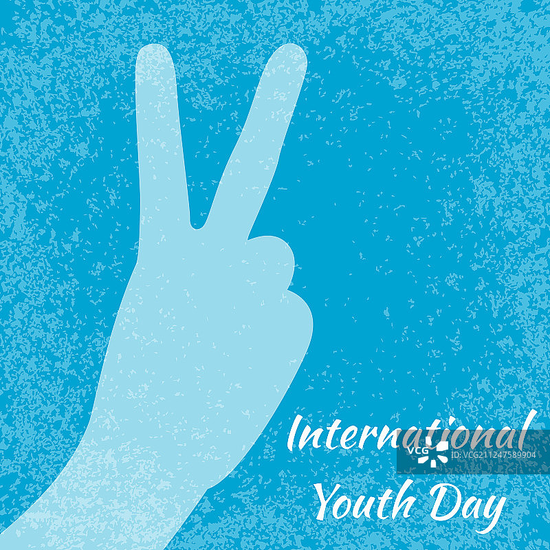 8月12日国际青年节V字手势图片素材