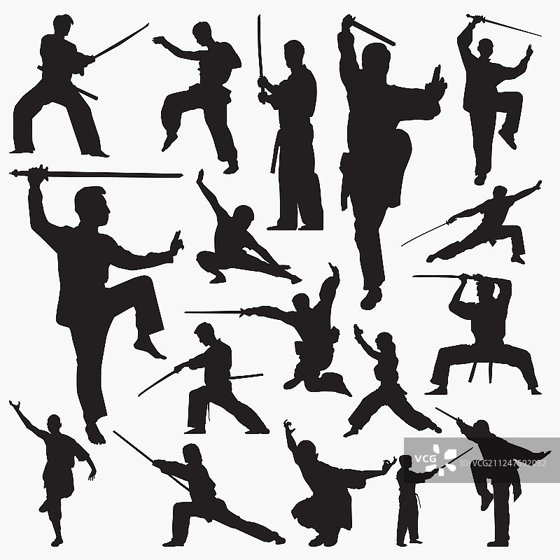 功夫剪影图片素材