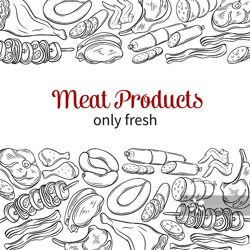 手绘肉类产品图片素材