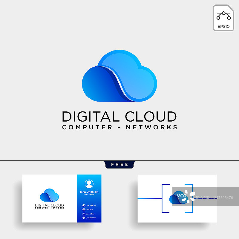 云数字技术线条logo模板图片素材