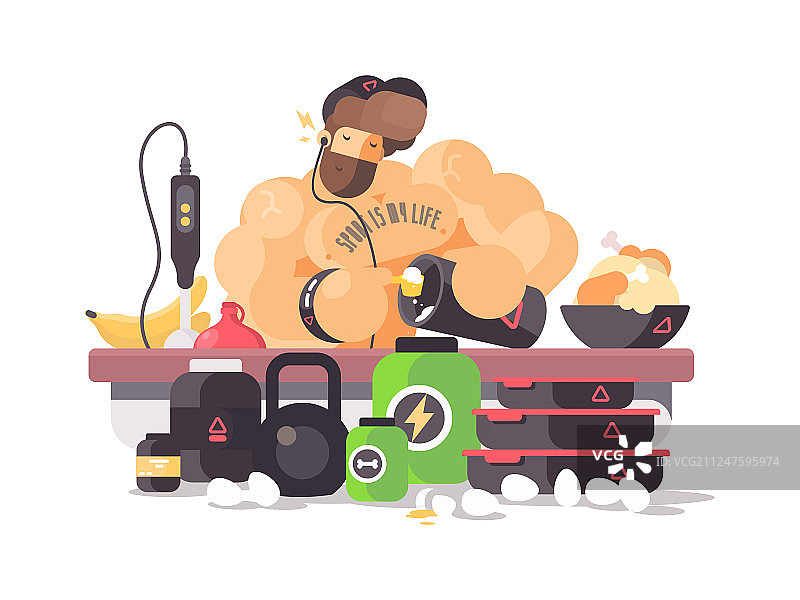 健美运动员准备蛋白饮料图片素材