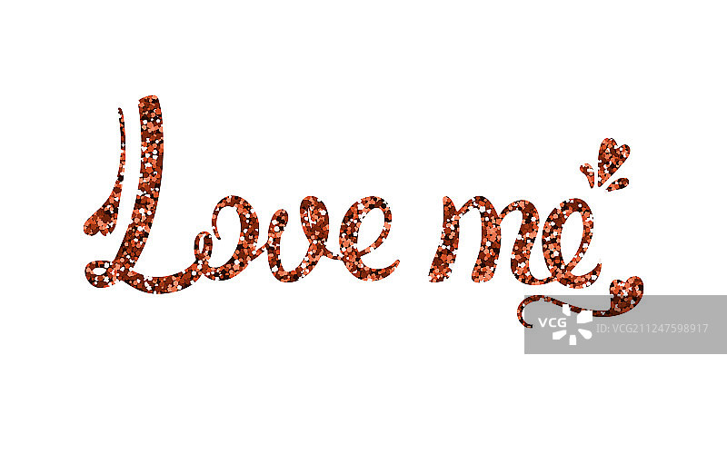 用红色亮片书写的“爱我”书法图片素材