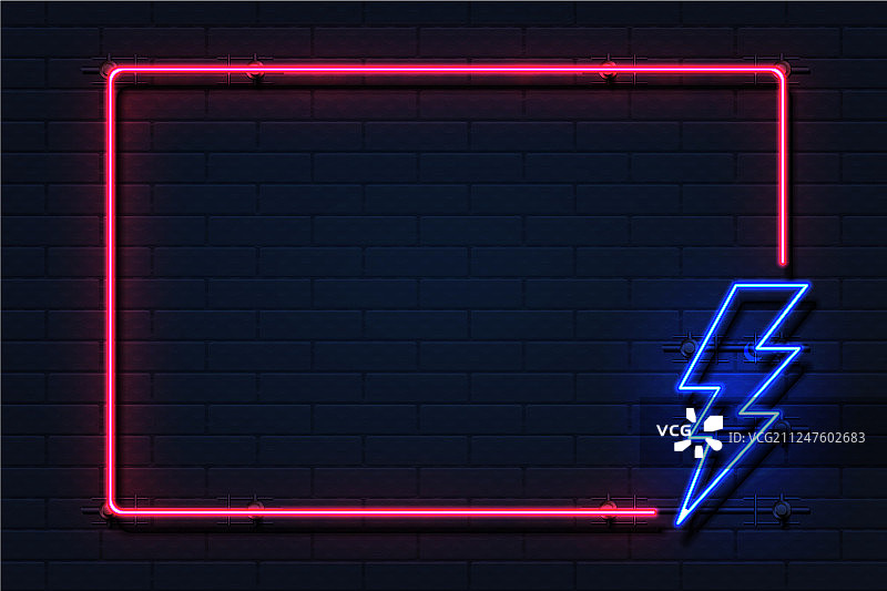 霓虹闪电边框电力闪光标志图片素材