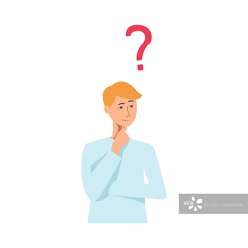 思考的年轻白人男子图标图片素材