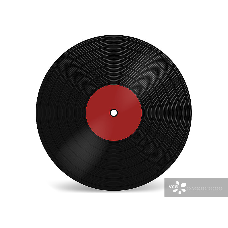 带红色标签的黑色音乐黑胶唱片图片素材