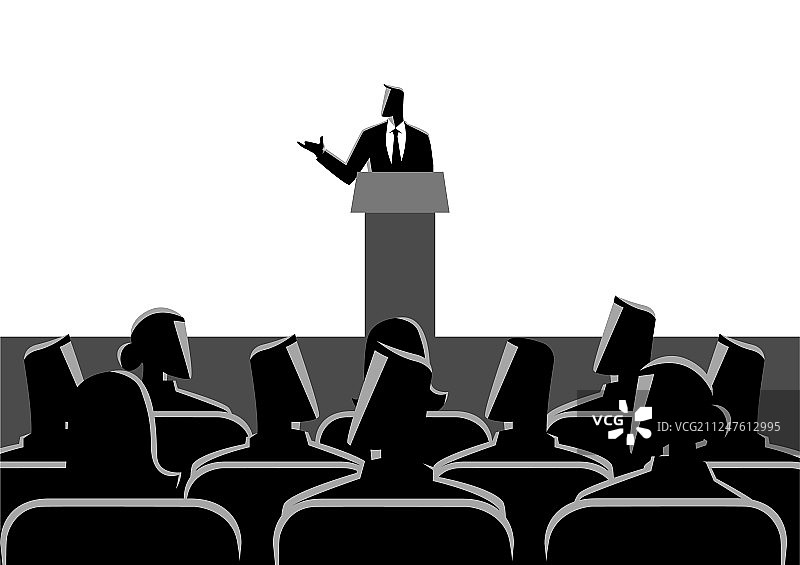 男子在舞台上演讲图片素材