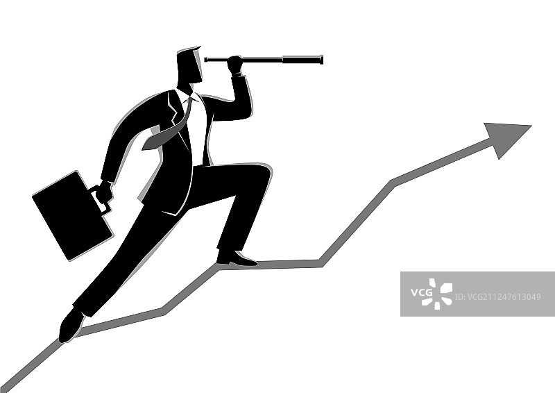 在图表上使用望远镜的商人图片素材