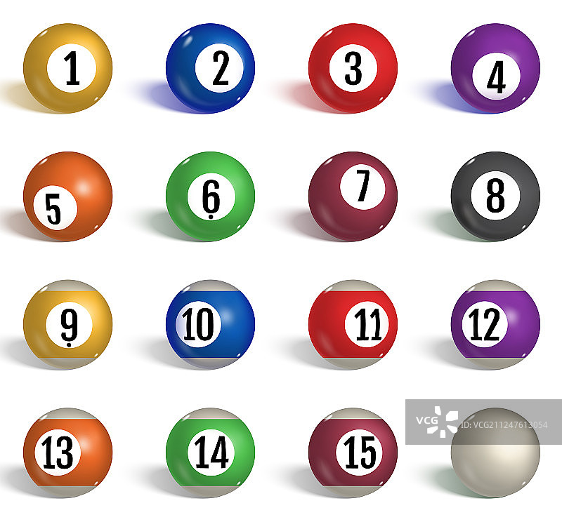 逼真的斯诺克台球集合图片素材