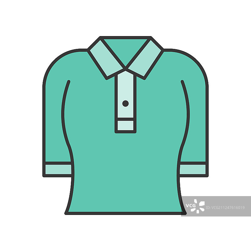 女士Polo衫填色轮廓可编辑图片素材
