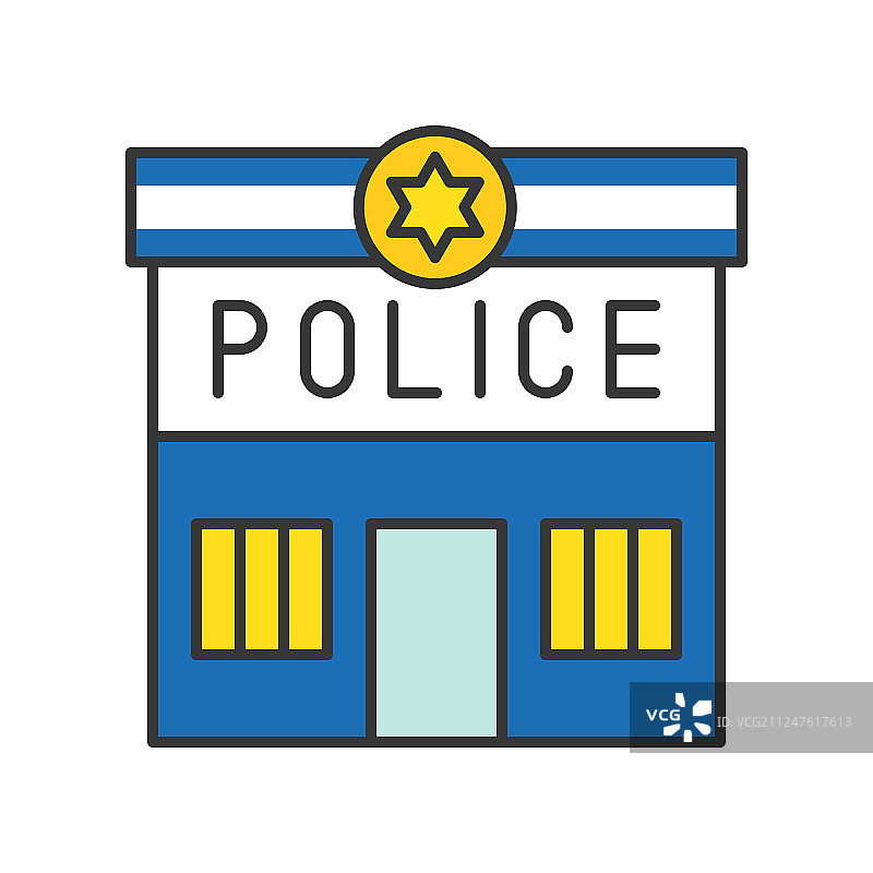 警察局相关图标（可编辑描边）图片素材