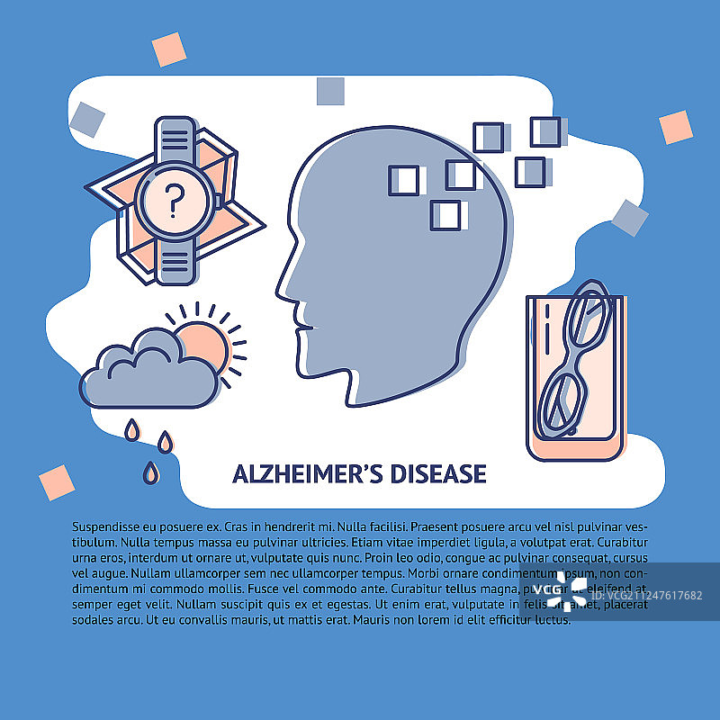 阿尔茨海默病概念横幅或海报图片素材